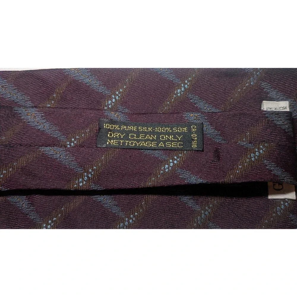 Giorgio Armani Cravatte Men's Tie Burgandy Purple & Blue Geo Silk Necktie Italy